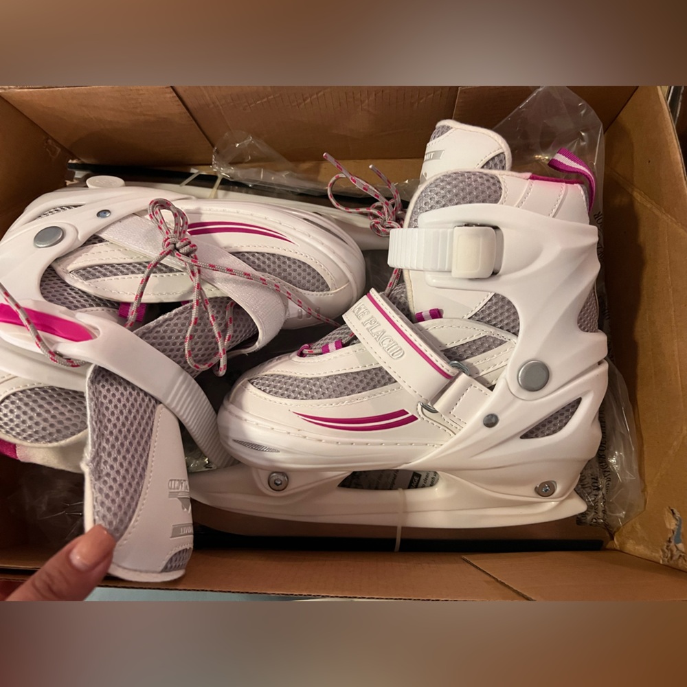 White and Pink Ice Skates